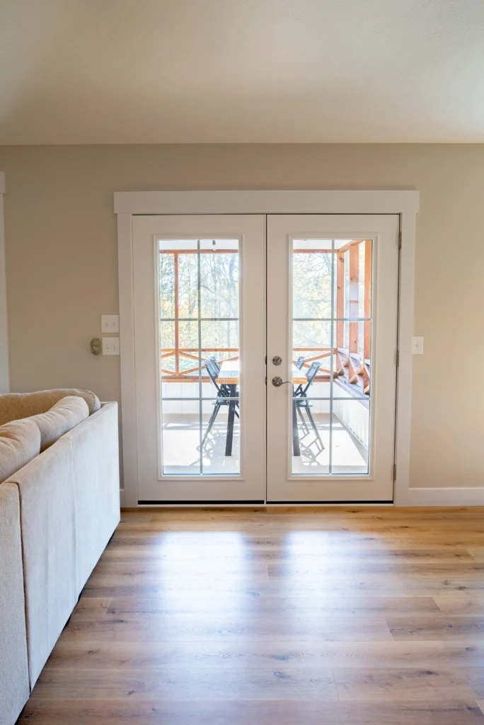 french entry door replacement in a durham nc home. white french front doors with grids