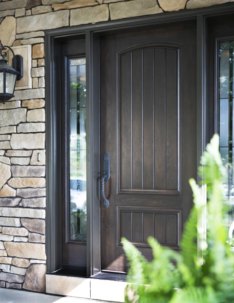 beautiful new entry door replacement on chapel hill home. wood door replacement