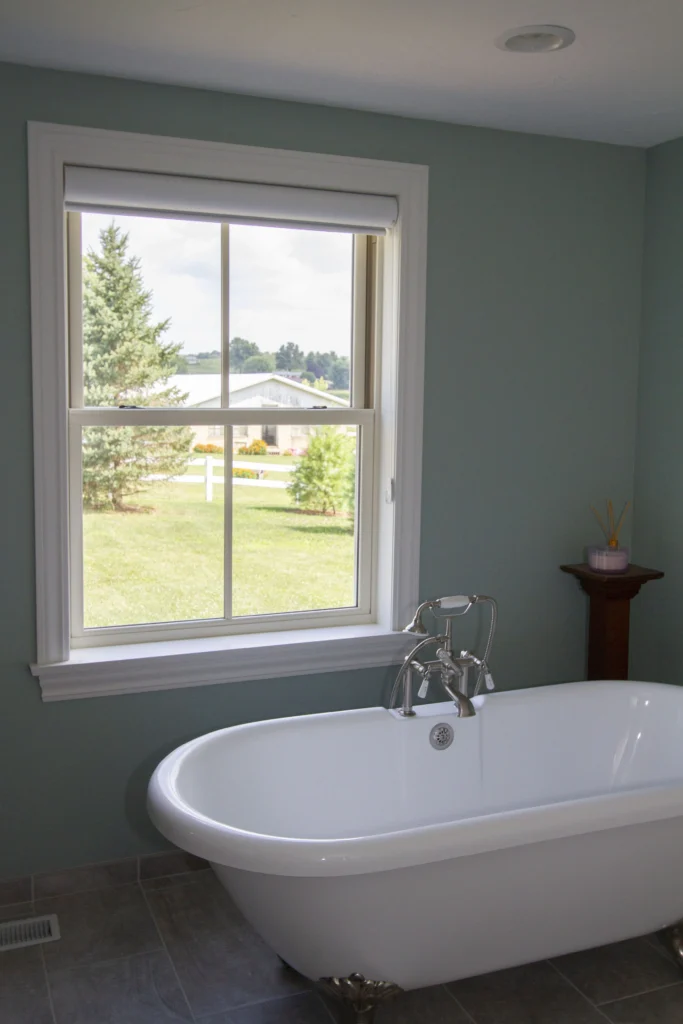 new wood window replacement in cary nc home. white wood window with grid