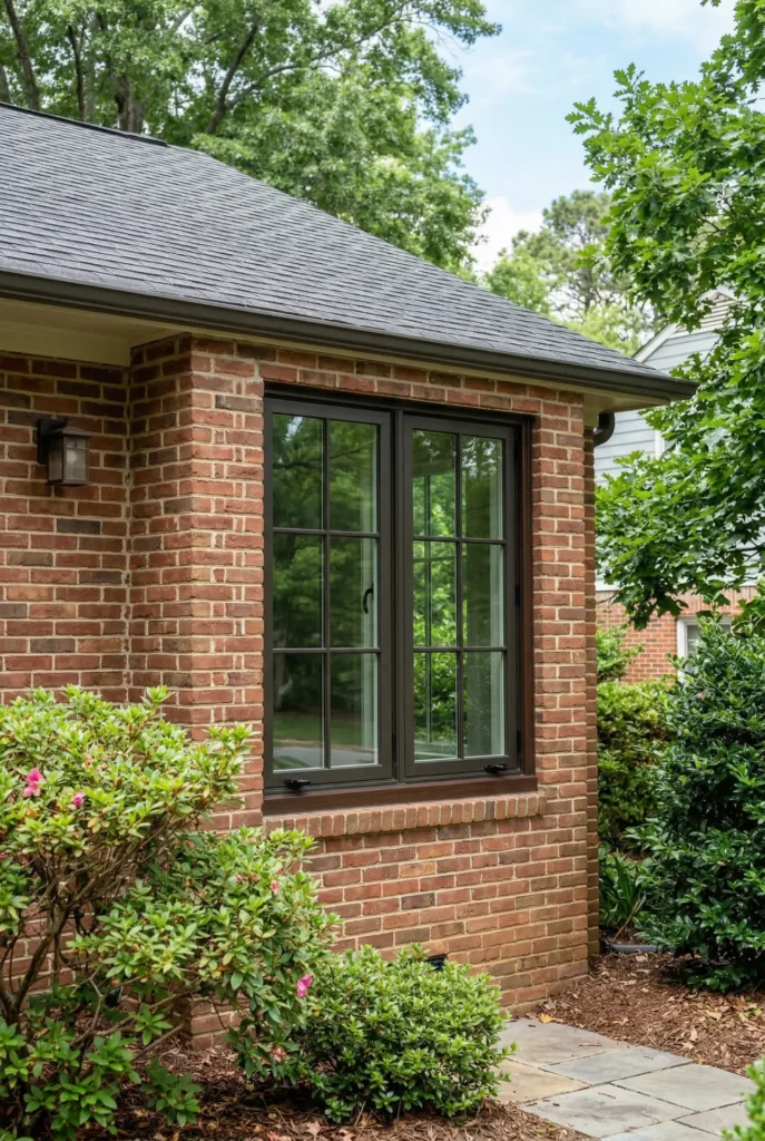 new casement window on brick raleigh home